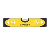 Stanley 0-43-511 Niveau Torpédo Magnétique 230 Mm - Semelle Aluminium - Rainure V Pour Le Contrôle De Surfaces Cylindriques - 3 Fioles Réversibles Et Antichocs - Extrémité Caoutchoutées