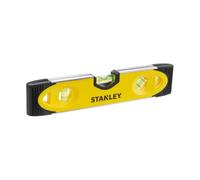 STANLEY 0-43-511 Niveau Torpédo Magnétique 230 Mm - Semelle Aluminium - Rainure V Pour Le Contrôle De Surfaces Cylindriques - 3 Fioles Réversibles Et Antichocs - Extrémité Caoutchoutées
