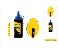 STANLEY 0-47-443 Kit de Cordeau traceur 30 m + Biberon de Poudre de Traçage Bleue 113g + Niveau Ficelle - Précis - Trappe latérale de Remplissage - Fixation Stable avec La Patte d'Accrochage