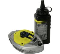 STANLEY 0-47-488 Set Cordeau Traceur Gamme FATMAX Xl À 30M + Craie Noir - Stockage Du Crochet Intégré - Ligne De Craie Professionnelle Avec Embrayage - Boitier Abs
