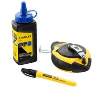 Stanley 0-47-681 FatMax Fil À Craie Et Craie Bleue Pour Bâtisseurs 30M