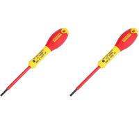 STANLEY 0-65-411 Tournevis Isolé Fendu 3,5 X 75 Mm - Gamme FATMAX - Utilisation Professionnelle - Lame En Acier - Couche Polyamide Anti-Corrosion - Poignée Soft-Grip (Lot de 2)