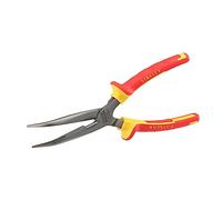 STANLEY 0-84-007 Pince À Becs 1/2 Ronds Longs 210 Mm Gamme FATMAX - Poignée Bi Matière 1000V - Tête Chromé Inoxydable - Taillants Trempés Haute Fréquence - Normes En 60900, Iec/CEI 900, Vde 0680