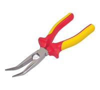 STANLEY 0-84-008 Pince a becs 1/2 ronds longs coudes 200mm isolee 1000v, Jaune/Rouge