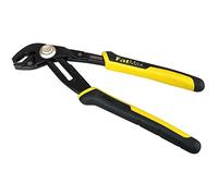 STANLEY 0-84-647 - Pince Multiprise À Verrouillage Gamme FATMAX - Mâchoire Renforcée Par Induction - Bouton Pushlock 17 Positions - Poignée Bi Matière - Finition Black Chrome - Normes Iso/Din 8976.