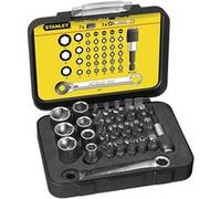 STANLEY Coffret d'Embouts de Vissage 1/4 " 25 mm avec Mini Clé à Cliquet - Jeu de 39 Pièces Gamme Pro 1-13-907