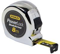 STANLEY 1-33-527 Powerlock mètre ruban 8 m x 25 mm - Blocage du Ruban - Blade Armor et mylar pour Plus de Résistance - Position 0 Réel - Crochet 3 rivets - Boitier ABS - Agrafe pour Port A La Ceinture
