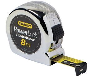 STANLEY 1-33-527 Powerlock mètre ruban 8 m x 25 mm - Blocage du Ruban - Blade Armor et mylar pour Plus de Résistance - Position 0 Réel - Crochet 3 rivets - Boitier ABS - Agrafe pour Port A La Ceinture
