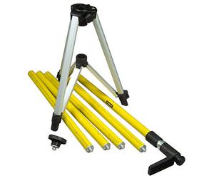 STANLEY 1-77-022 Canne Télescopique Tripole 3,60 m - Embase Trépied - 5 Sections Vissables avec Repères Gradués - Trépied Repliable - Embouts de Calage - Filetage 1/4"