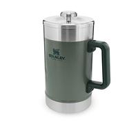 STANLEY Classic Stay Hot French Press 1.4L / 48OZ Hammertone Green - Garde chaud pendant 4 heures - Filtre en maille - Minimum de dépôt - Presse à café en acier intégré - Sans BPA