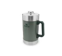 STANLEY Classic Stay Hot French Press 1.4L / 48OZ Hammertone Green - Garde chaud pendant 4 heures - Filtre en maille - Minimum de dépôt - Presse à café en acier intégré - Sans BPA