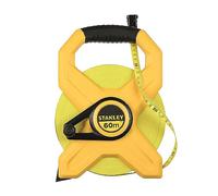 STANLEY 2-34-795 Mesure 60 m x 12,7 mm Ruban en fibre de verre - jaune fluo - revêtement PVC - Précision classe III - poignée soft grip - boitier ABS