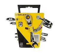 STANLEY 4-91-444 Clé mixte à cliquet à tête indexable - forgées en acier chromé - anti-corrosion - tête polygonale - 12 pans inclinés - angle de reprise 5° - normées - Jeu de 6 pièces