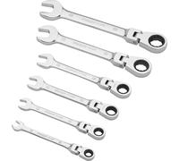 STANLEY 4-91-444 Clé mixte à cliquet à tête indexable - forgées en acier chromé - anti-corrosion - tête polygonale - 12 pans inclinés - angle de reprise 5° - normées - Jeu de 6 pièces