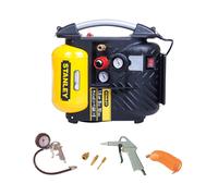 Stanley 8215250STN596 Compresseur - Sans Huile - 10 Bars + 6 Pièces 9045717STN Jeu D'outils Pneumatiques