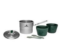 Stanley Adventure Ensemble de Cuisine de Camping en Acier Inoxydable pour 2 Personnes de 1 l avec Bols et fourchettes - Batterie de Cuisine de Camping 6 pièces - Casserole en Acier Inoxydable avec