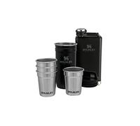 Stanley Adventure Pre-Party Shot Glass + Flask Set Matte Black - En acier Inoxydable sans BPA -Flasque en acier Inoxydable - Coffret cadeau - Passe au lave-vaisselle