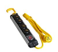 Stanley ALU Multiprise 4 Prises Avec Crochet Interrupteur IP44 3m