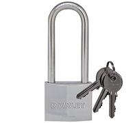 STANLEY Cadenas laiton plaqué chrome 50mm anse longue, 3 clés, S742-017