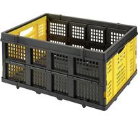 Stanley Caisse pliante FT505 - Caisse à provisions pliante - Capacité jusqu'à 25KG/ 50L - 56,8 x 41 x 27,2 CM - Noir/Jaune