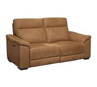 STANLEY - Canapé Relax Electrique 3 Places Tissu Peau de Pêche Cognac - Altobuy Marron