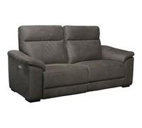 STANLEY - Canapé Relax Electrique 3 Places Tissu Peau de Pêche Gris Foncé -