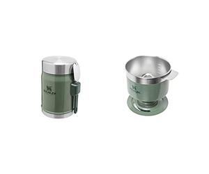 Stanley Classic Legendary Food Jar 0.4L / 14 OZ Hammertone Green avec cuillère-fourchette - Acier inoxydable & Perfect Brew Pour Over - Jusqu’à 6 Tasses - Filtre réutilisable facile à nettoyer