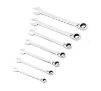 STANLEY Fmmt82848-0 Clés Mixtes À Cliquet Réversible Gamme FATMAX - Fourche Inclinée À 15° Avec Système "Anti-Slip" - Œil Orienté À 15° - Angle De Reprise - Étui De Rangement Compact Jeu De 7 Pièces