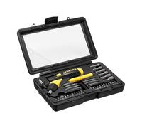 STANLEY Coffret 40 Pièces Tournevis à Cliquet et Accessoires - Cliquet 3 Positions - Réservoir Intégré de 6 Embouts - Tournevis Articulé 3 Positions pour Visser en Tout Confort 0-63-038