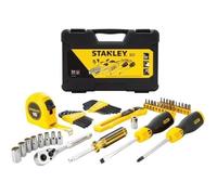 STANLEY STMT0-74864 Composition d'outils - mètre - tournevis - cliquet 1/4 - cutter - douilles - clés males - tournevis porte-embouts - livré dans un coffret résistant - 51 pièces