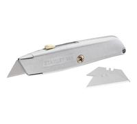 STANLEY Couteau utilitaire classique à lame rétractable 99E, 2-10-099 | Corps en zinc durable, lame sécurisée pour coupes précises, rangement 10 lames, 3 lames incluses, prêt à l’emploi