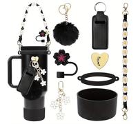 Stanley Cup 40/30oz isolation thermique manchon voyage tasse porte - gobelet accessoires set (Noir)