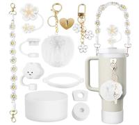 Stanley Cup Accessoires Blanche, 11 Pièces Accessoire Stanley Cup Anti Fuite Compatible avec Stanley Cup 1,2l & 850ml, Couvercles de Paille pour Tasse Stanley, Bande Antidérapante pour Bouteille d'Eau