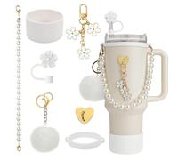 Stanley Cup Accessoires Kit d'accessoires pour Tasse Stanley Quencher Accessoires siliocne Couvercles de Paille pour Tasse Stanley pour Gobelets Stanley de 1,2L et 850 ML (Blanche)