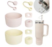 Stanley Cup Kit d'accessoires comprenant 6 bouchons en silicone anti-fuite, 2 étuis en silicone pour les gobelets de 1,2 litre et 850 ml, ainsi que des breloques en forme de papillon. Tasse non