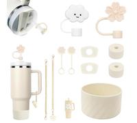 Stanley Cup Kit d'Accessoires Pour Tasse, Accessoires Stanley Cup,Des Couvertures De Paille Stanley Cup, Des Étuis En Silicone, Des Pailles Réutilisables Pour Stanley Accessories (Beige)