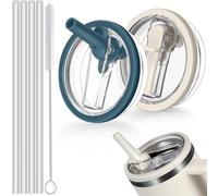 Stanley Cup Lot de 2 couvercles de tasse anti-fuite, couvercle de rechange amovible pour 1,2 l, couvercle de rechange anti-fuite pour 4 pailles et 1 brosse à paille
