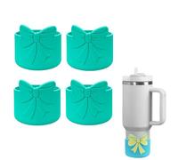 Stanley Cup - Lot de 4 accessoires pour gobelet Stanley Cup - Avec couvercle de paille de 10 mm et pied en silicone - Joli nœud - Manchons de protection en silicone réutilisables - Pour coupe Stanley