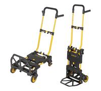 Stanley Diable Pliant avec Fonction Chariot de Transport - Chariot Pliable jusquà 137Kg - Chariot À Roulettes avec Roues Caoutchouc - Noir Jaune