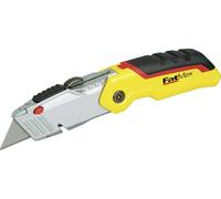 STANLEY 0-10-825 Cutter à Lame Rétractable - Gamme FATMAX - Compact et Polyvalent - Ouverture une main - Changement Facile - Poignée Bi matière - Réservoir Lames Intégré - Fourni avec 3 Lames Jaune
