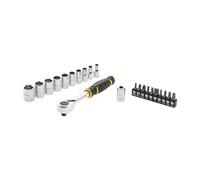 Stanley Fatmax FMMT82679-0 Cliquet 120 dents ¼’’ Fatmax + 10 Douilles + 10 embouts + Porte-Embout - 22 Pièces