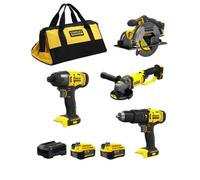 STANLEY FatMax Kit SFMCK469M2 (SFMCD711 + SFMCF800 + SFMCG400 + SFMCS500 + 2 x 4,0 Ah + Chargeur + Sac de transport XL)