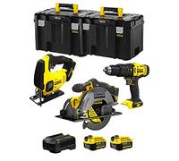 STANLEY FatMax Kit SVK303 (Scie Sauteuse SFMCS600 + Scie Circulaire SFMCS500 + Perceuse à Percussion SFMCD711 + 2 Batteries de 4,0 Ah + Chargeur + TSTAK VI)
