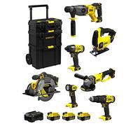 STANLEY FatMax Kit SVK701 (SFMCH900 + SFMCG400 + SFMCD711 + SFMCF800 + SFMCS500 + SFMCS600 + SFMCL020 + 3 Batteries de 4,0 Ah + Chargeur + Caddy 3en1)