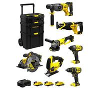 STANLEY FatMax Kit SVK704 (SFMCH900 + SFMCG400 + SFMCD720 + SFMCF800 + SFMCS500 + SFMCS600 + SFMCS300 + 3 Batteries de 2,0 Ah + Chargeur + Caddy 3en1)