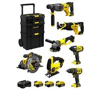 STANLEY FatMax Kit SVK705 (SFMCH900 + SFMCG400 + SFMCD720 + SFMCF800 + SFMCS500 + SFMCS600 + SFMCS300 + 3 Batteries de 4,0 Ah + Chargeur + Caddy 3en1)