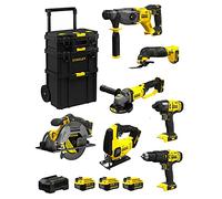 STANLEY FatMax Kit SVK709 (SFMCH900 + SFMCG400 + SFMCD711 + SFMCF800 + SFMCS500 + SFMCS600 + SFMCE500 + 3 Batteries de 4,0 Ah + Chargeur + Caddy 3en1)