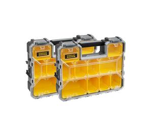 STANLEY Fatmax Lot de 2 organiseurs étanches - 10 compartiments amovibles, charge 8kg