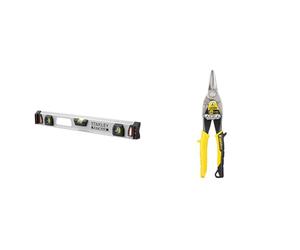 STANLEY FATMAX Niveau Magnétique 60 cm I-Beam - Aluminium Résistant et Léger - Antichocs & Stanley FATMAX Cisaille Aviation Tête Droite Acier Forgé Chromé Double Action de Pivot