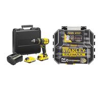 Stanley FATMAX Perceuse à Percussion sans Fil 18V Lithium Ion 80 Nm Moteur Brushless 35 700 cps/mn & FATMAX Coffret 10 pièces Embouts de Vissage Impact Torsion 50 mm Pz2 Gamme FATMAX Robuste